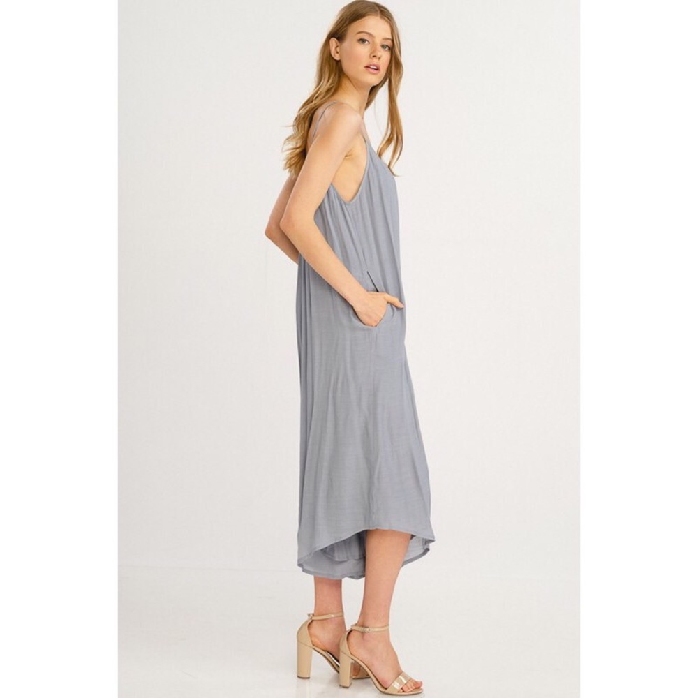 >>LAST<< Natalie Wide Leg Culotte Jumpsuit - Gray - Picture 3 of 5